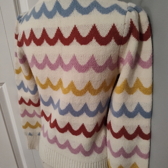 💕 EUC Greylin Brand Janey Ivory Wave Retro Look Fitted Sweater, Ladie's, Small - Picture 10 of 15